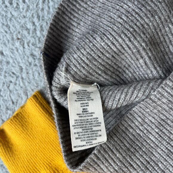 Free People Softly Structured Sweater Womens M Blue Yellow Gray Turtleneck Knit - Picture 7 of 13